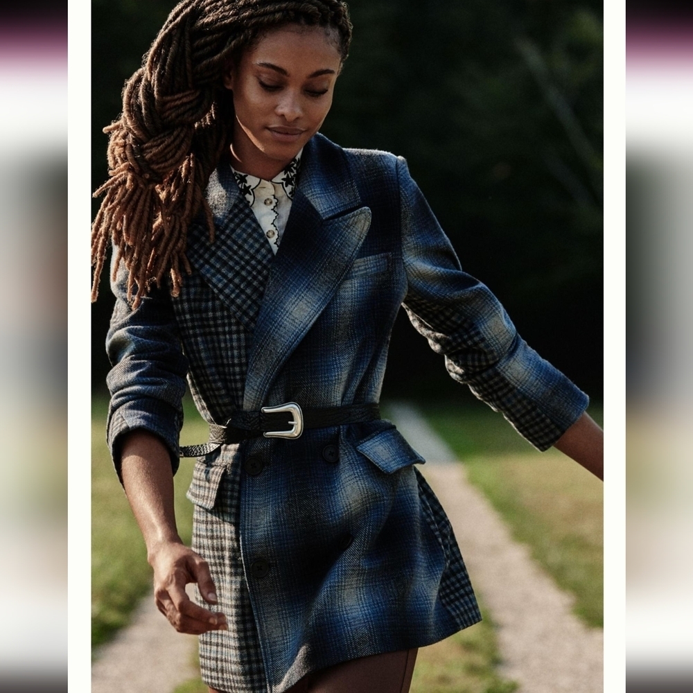 Treasure & Bond Blue Plaid Blazer